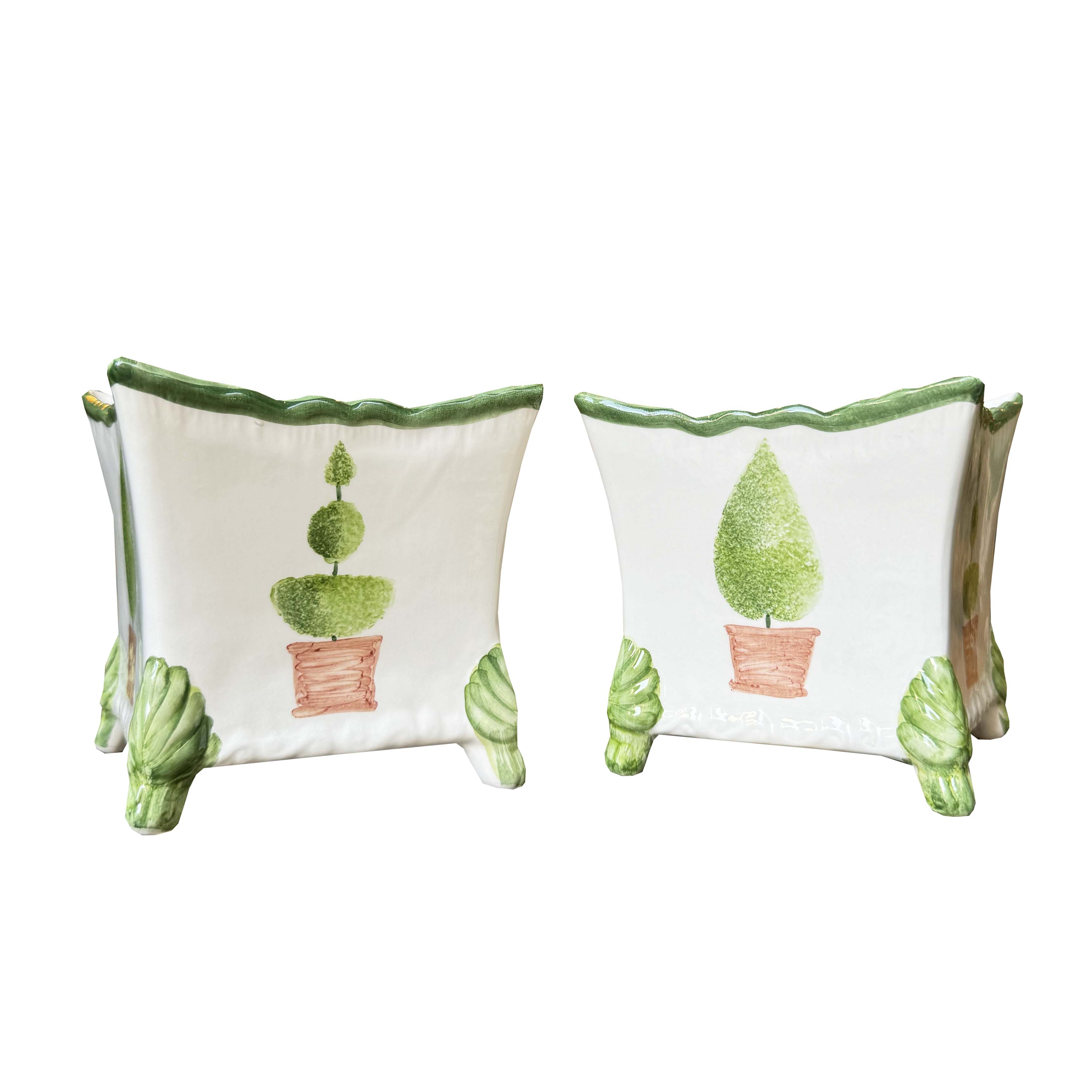 Topiary Green Cachepot Set of 2