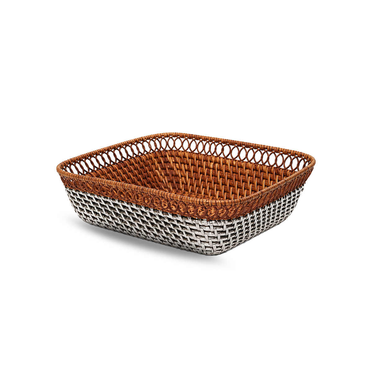 Silver Wicker Squared Bread Basket