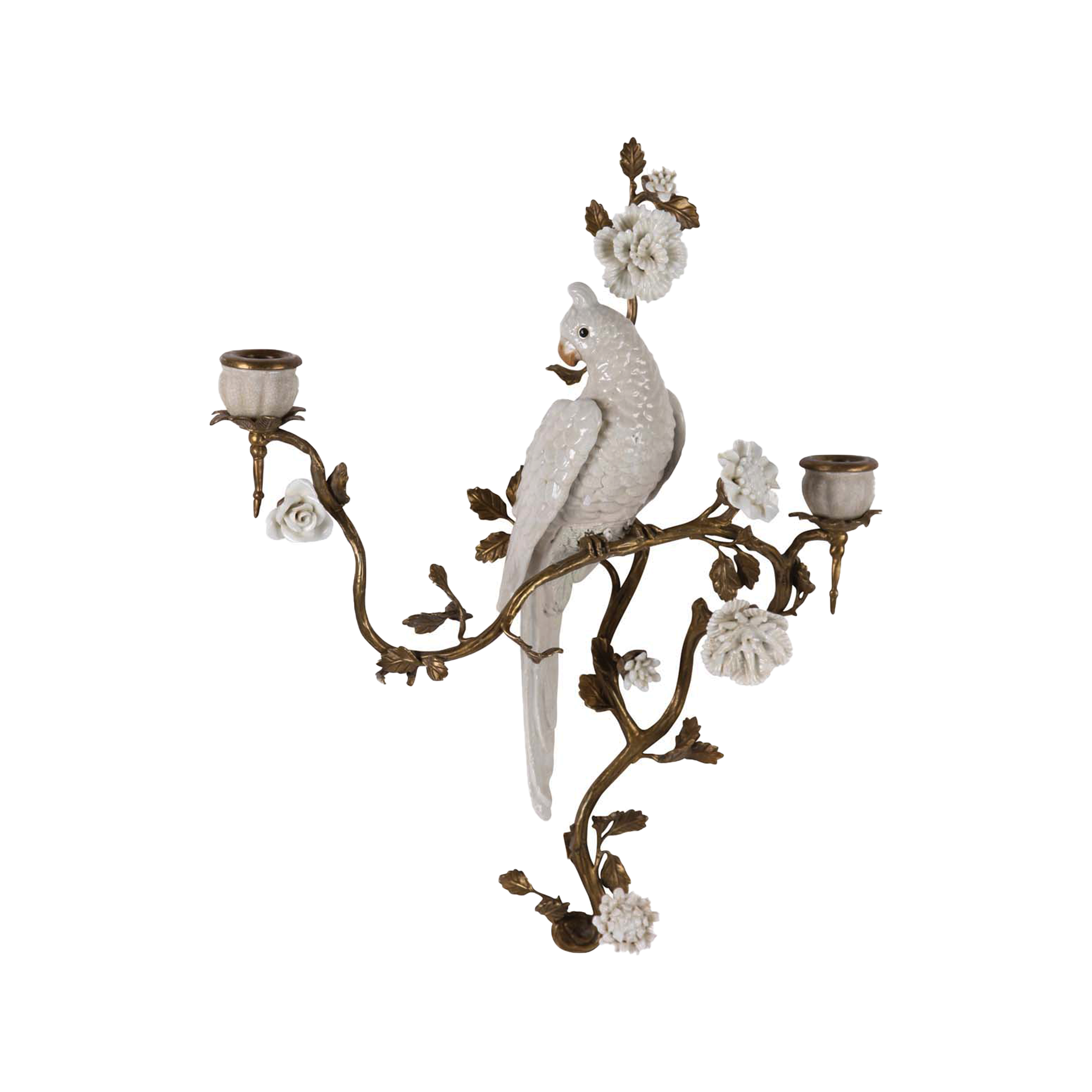 White Parrot Candle Holder Applique