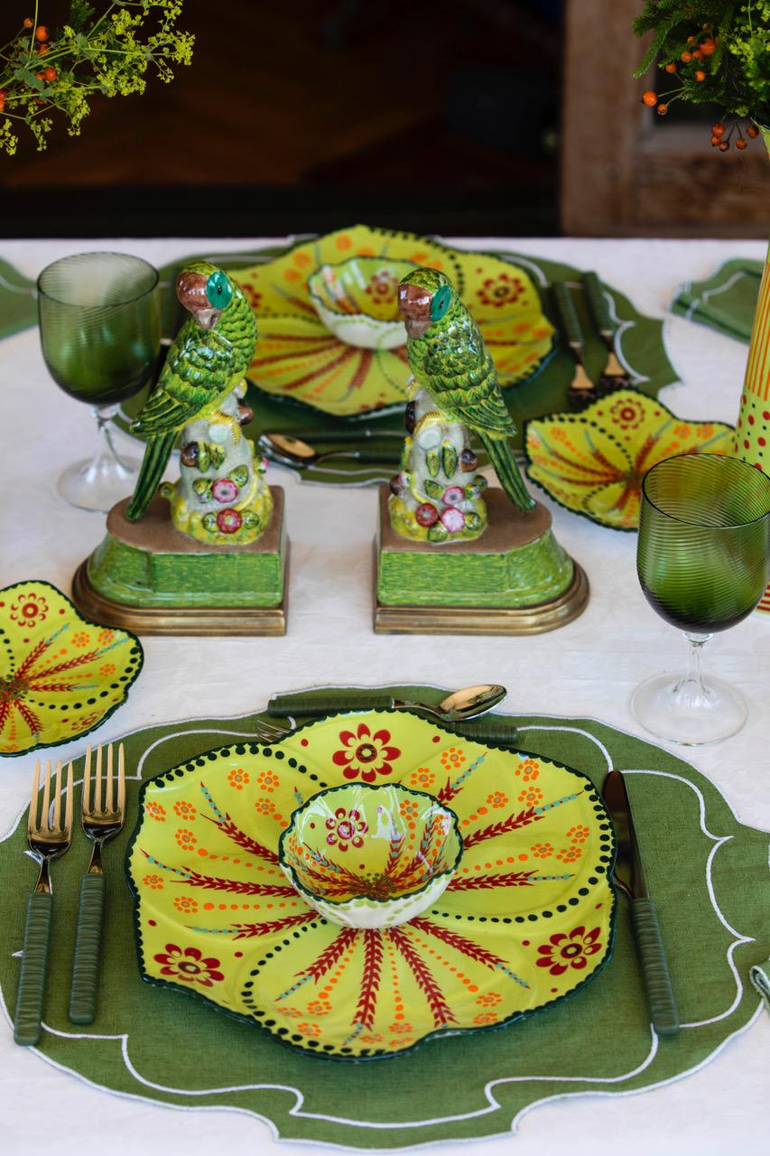 Twilly Festive Cocktail Plate - Green Pattern