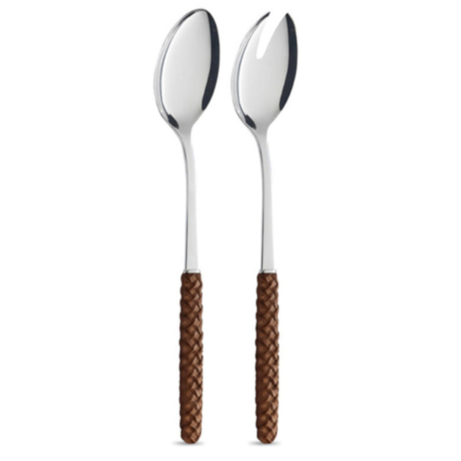 Brown Intrecciato Salad Servers