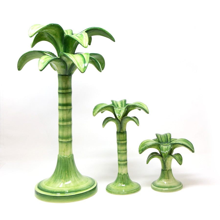 Green Palm Candle Holders - Small