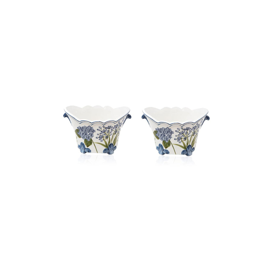 Set-Of-Two Flower Large Painted Ceramic Planter