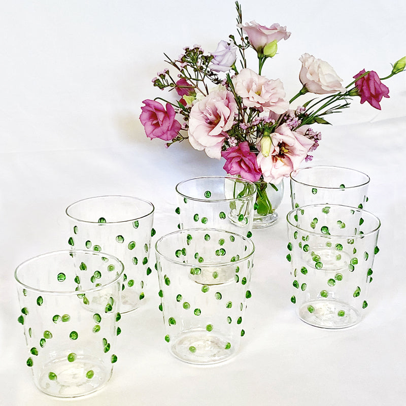 Tumbler Glass - Green Bubble