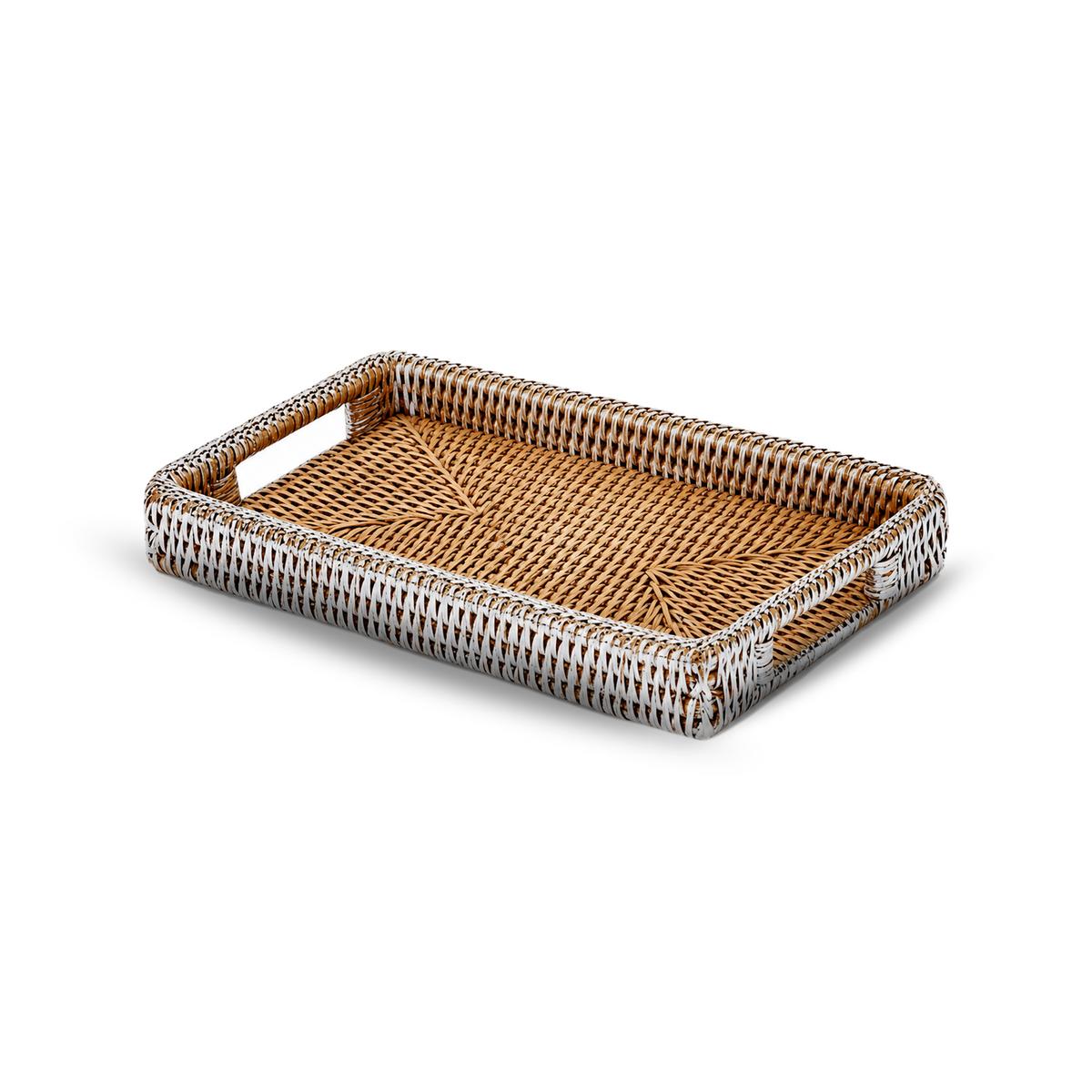 Silver Wicker Rectangular Tea Tray