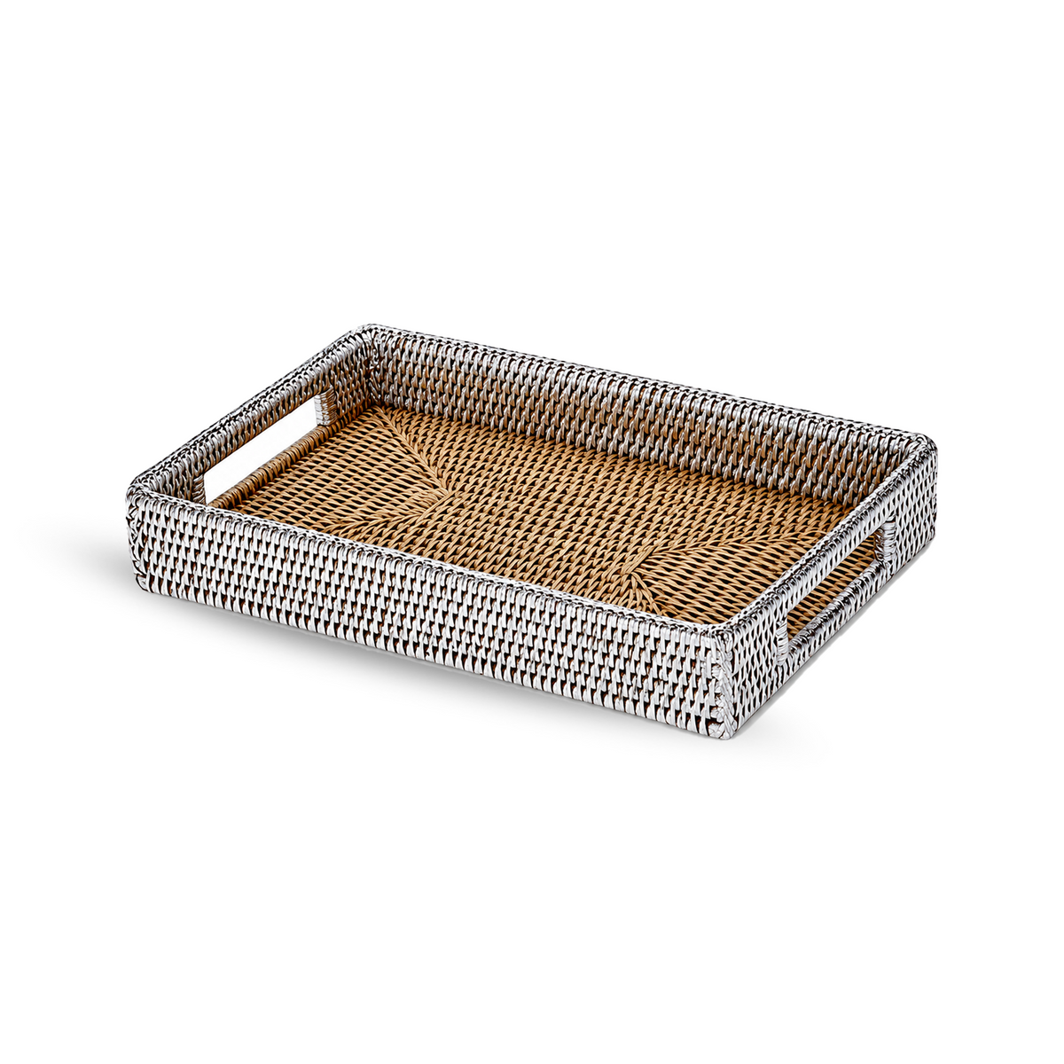 Silver Wicker Rectangular Tray