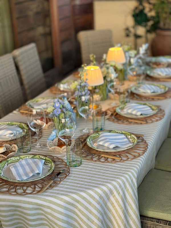 Green Stripes Tablecloth