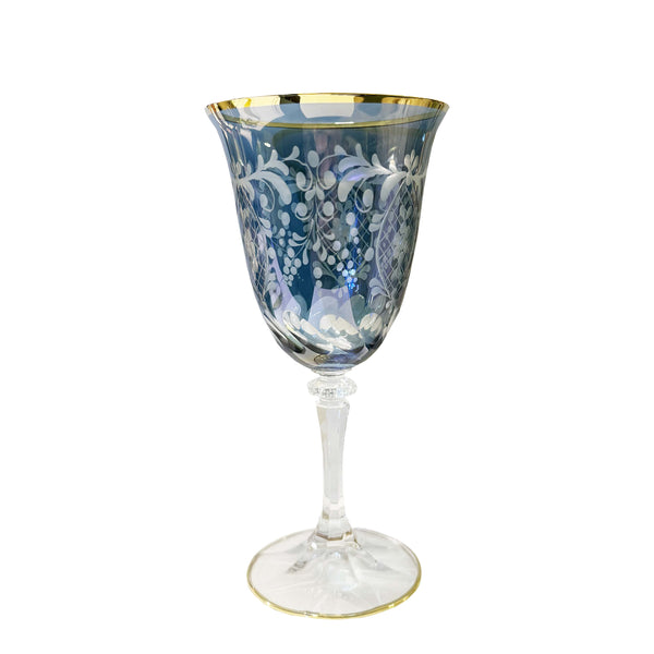 Blue Transparent Wine Glass