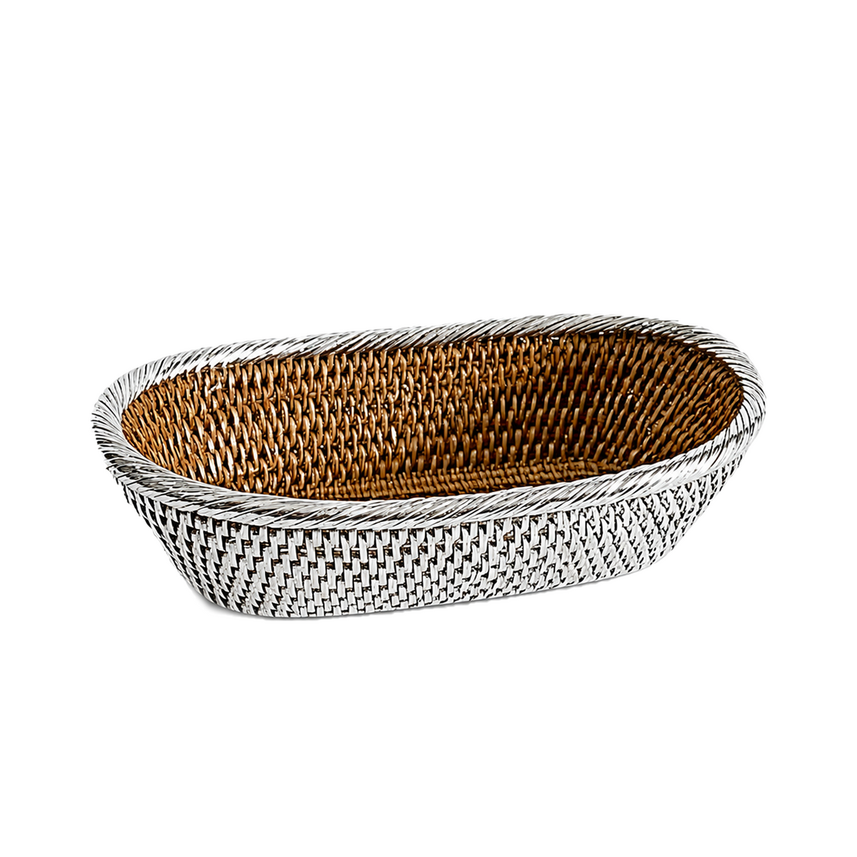 Silver Wicker Oval Bowl