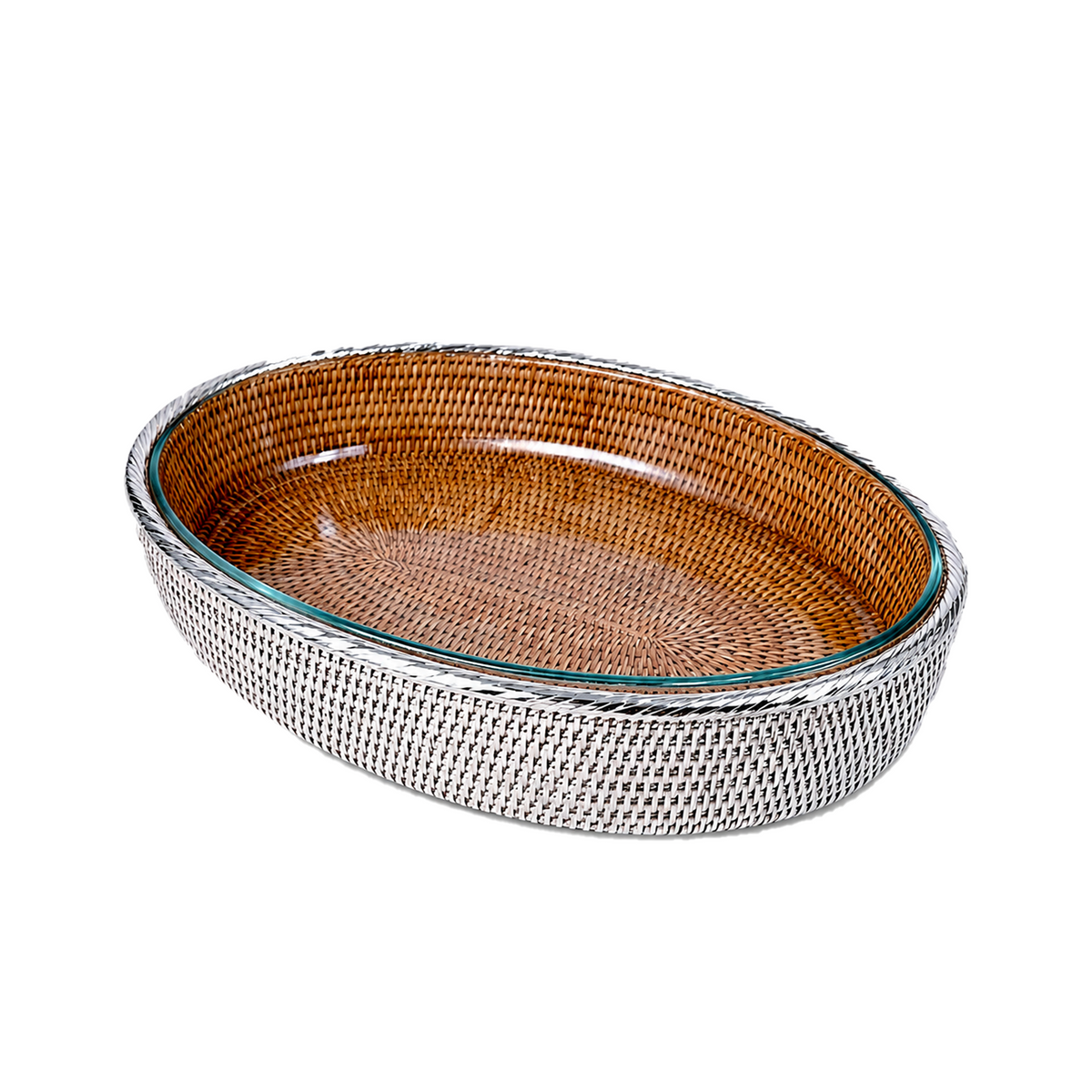 Silver Wicker Oval Pyrex