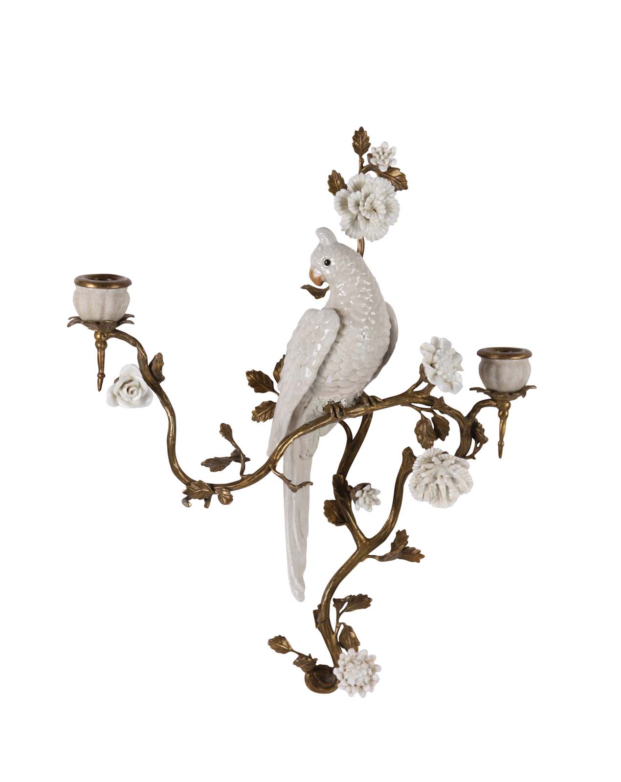 White Parrot Candle Holder Applique