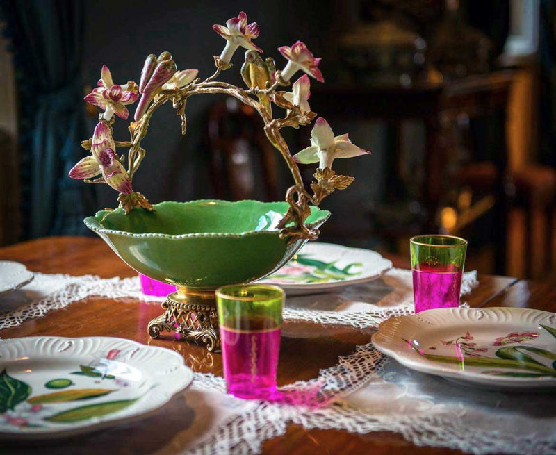 Green Bowl with Flowers