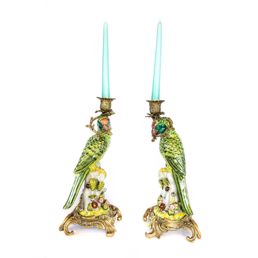 2 Parrots Candle Holders