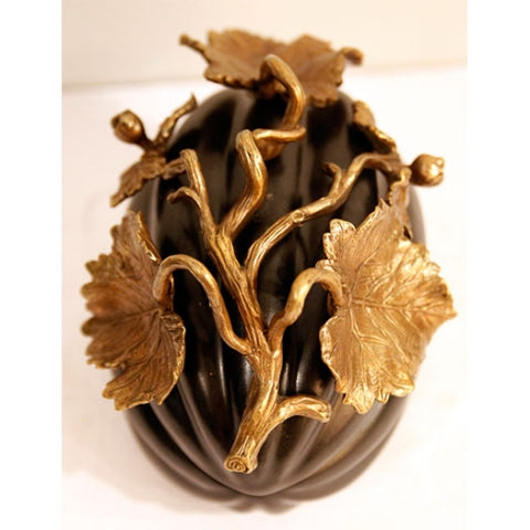 Pumpkin Box - Black Porcelain with Brass