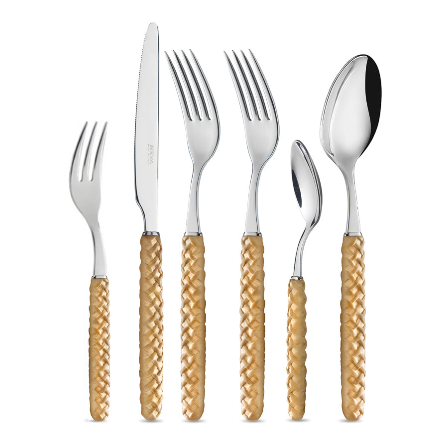 Beige Intrecciato Cutlery SET - 6 Piece
