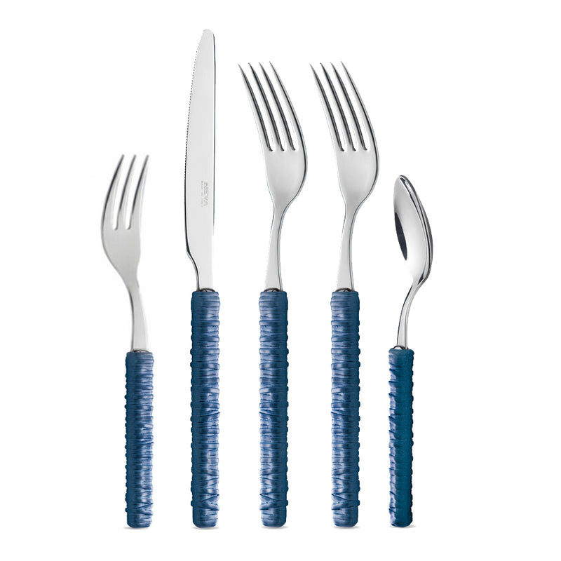 Blue Rattan Cutlery SET - 5 Piece