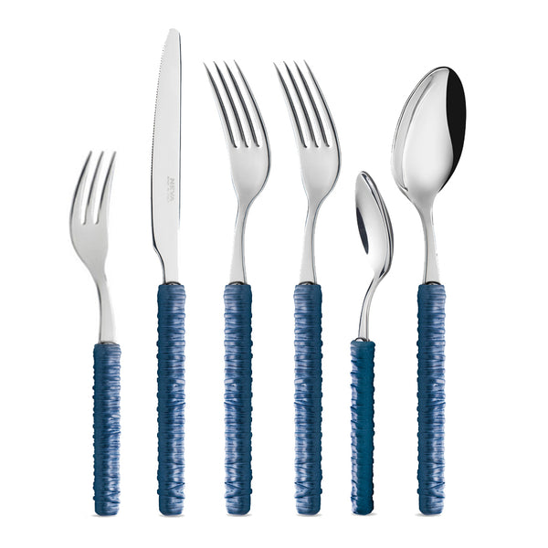 Blue Rattan Cutlery SET - 6 Piece