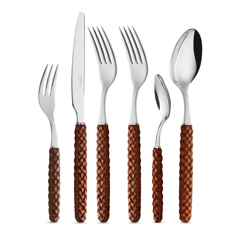 Brown Intrecciato Cutlery SET - 6 Piece