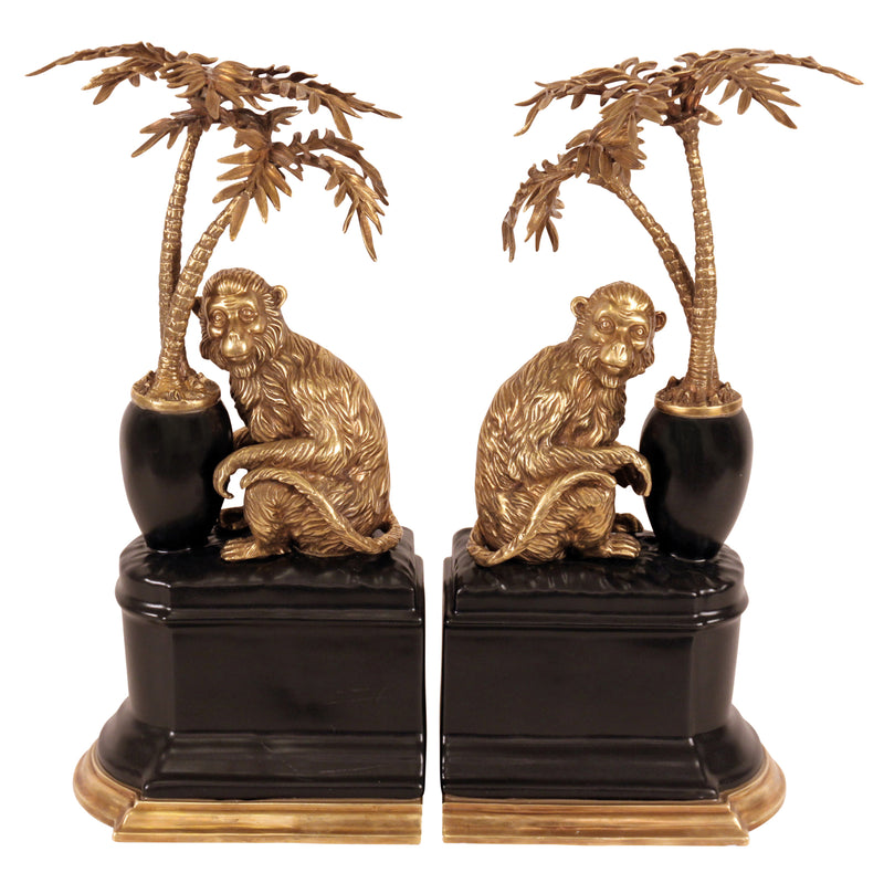 Bronze Monkeys and Palms - Bookends