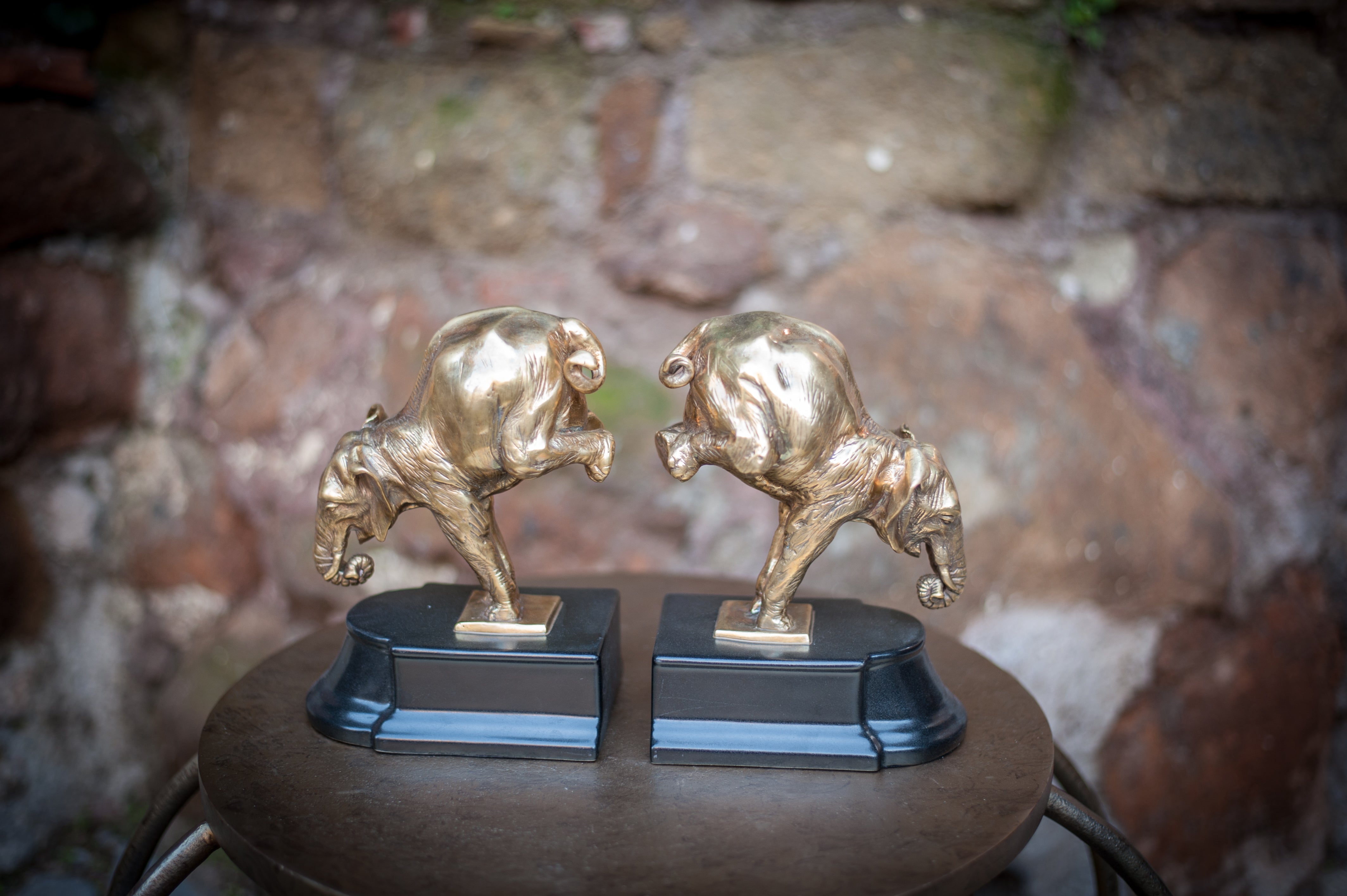 Bronze Elephants Bookends