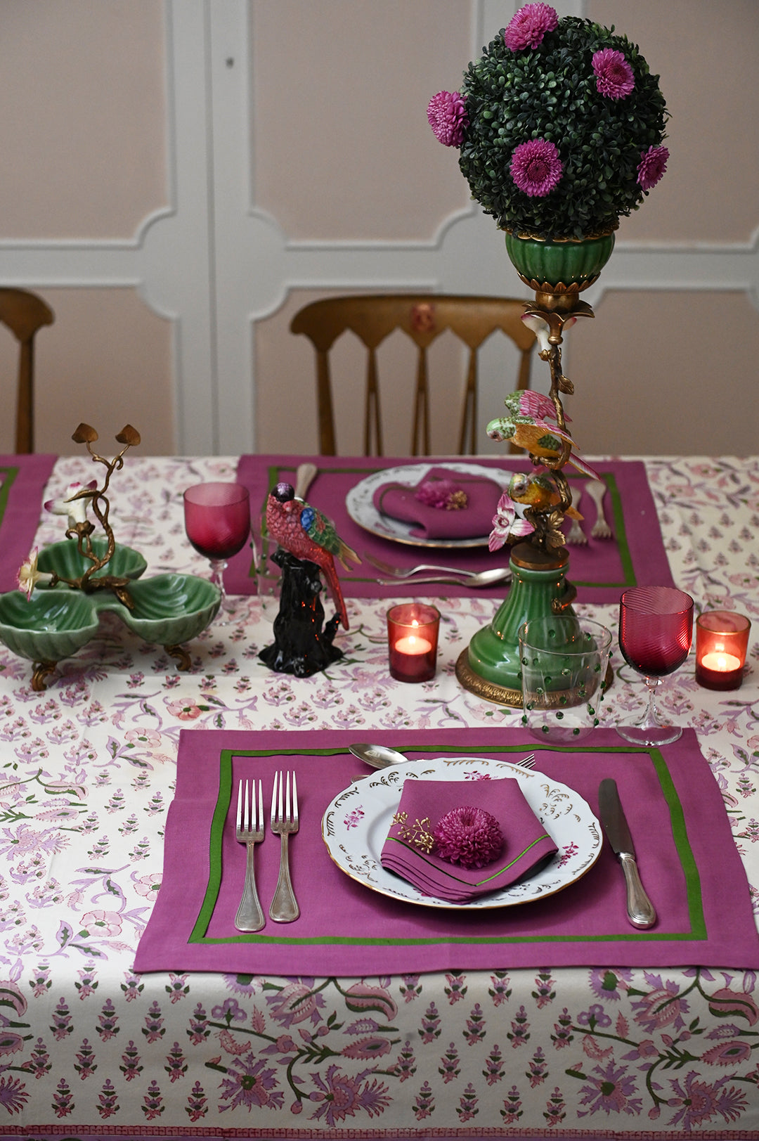 Parrots & Flowers Set Candle Holder