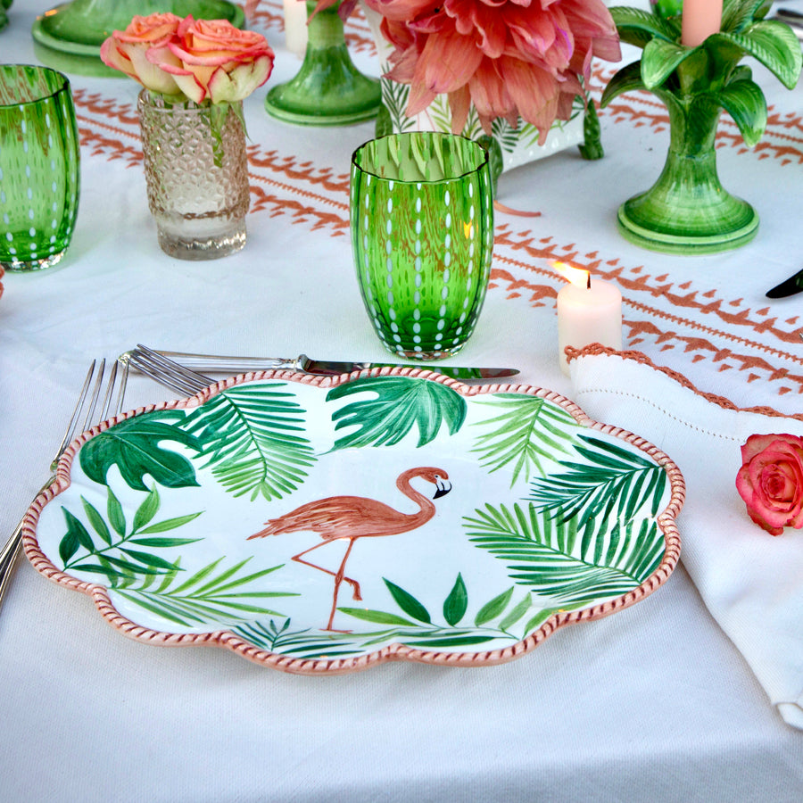 Set-of-Two Flamingo Ceramic Planter