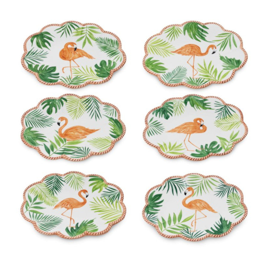 Flamingo Set-Of-Six Dessert Plates