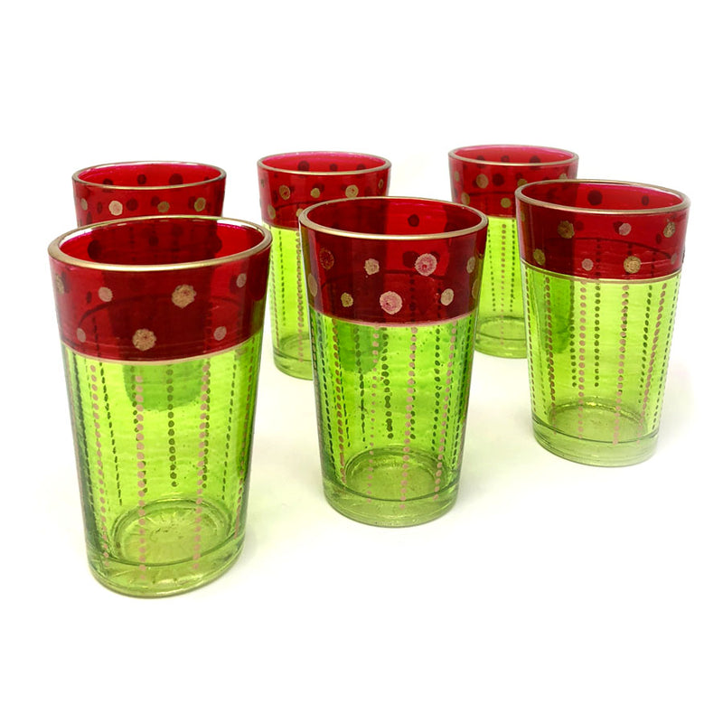 Set-Of-Six Mini Glasses - Red and Green