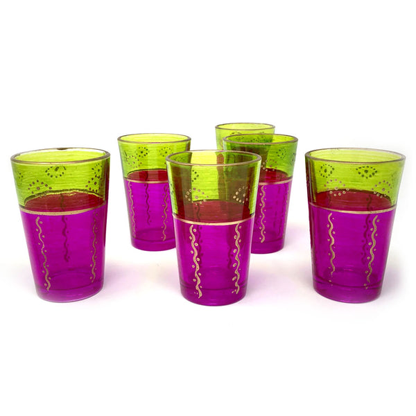 Set-Of-Six Tea Light Holders - Purple and Green