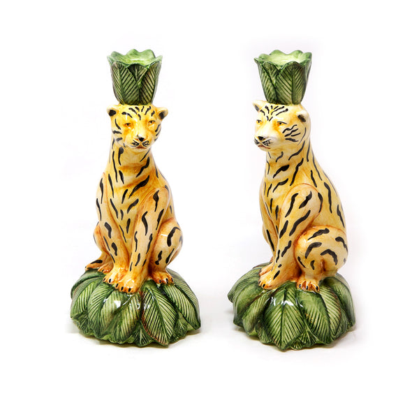 Set-of-Two Leopard Candle Holders
