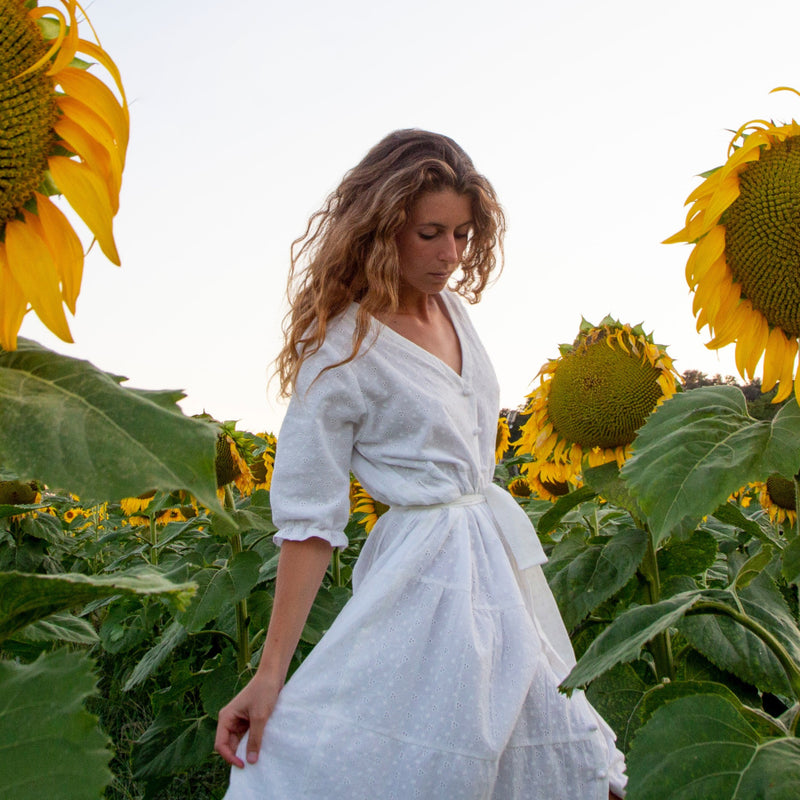 Summer Dress in White Sangallo