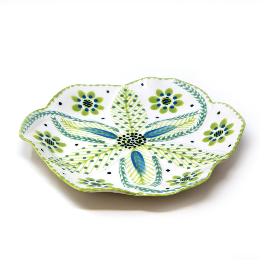 Twilly Dessert Plates - Bright Green Pattern