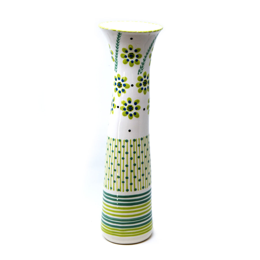 Twilly Flower Vase - Bright Green Pattern