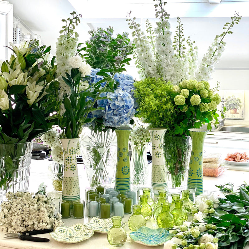 Twilly Flower Vase - Bright Green Pattern