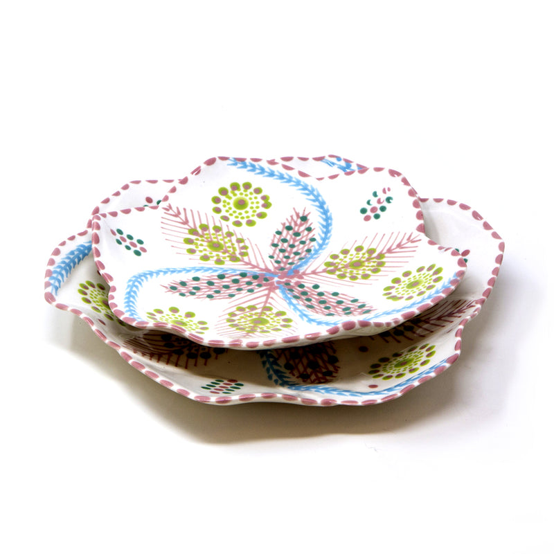 Twilly Dessert Plates - Light Coral Red Pattern