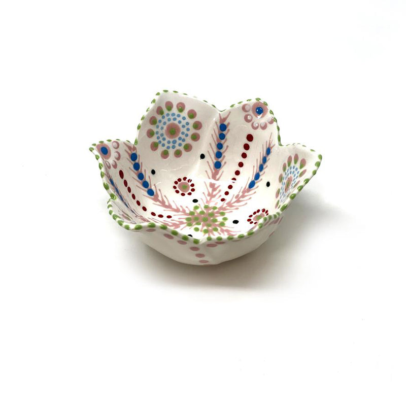Twilly Petal Bowl - Light Coral Red and Blue Pattern