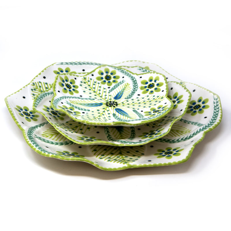 Twilly Dessert Plates - Bright Green Pattern