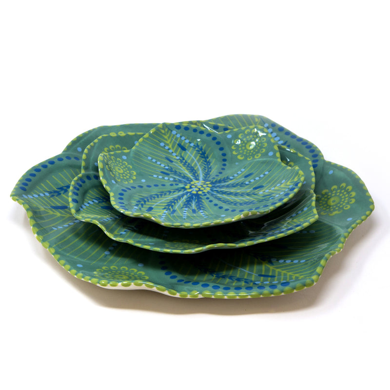 Twilly Dessert Plates - Juniper Green Pattern