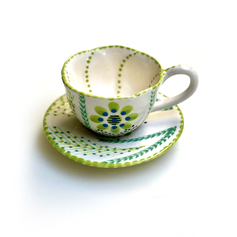 Twilly Coffee Cup - Bright Green Pattern