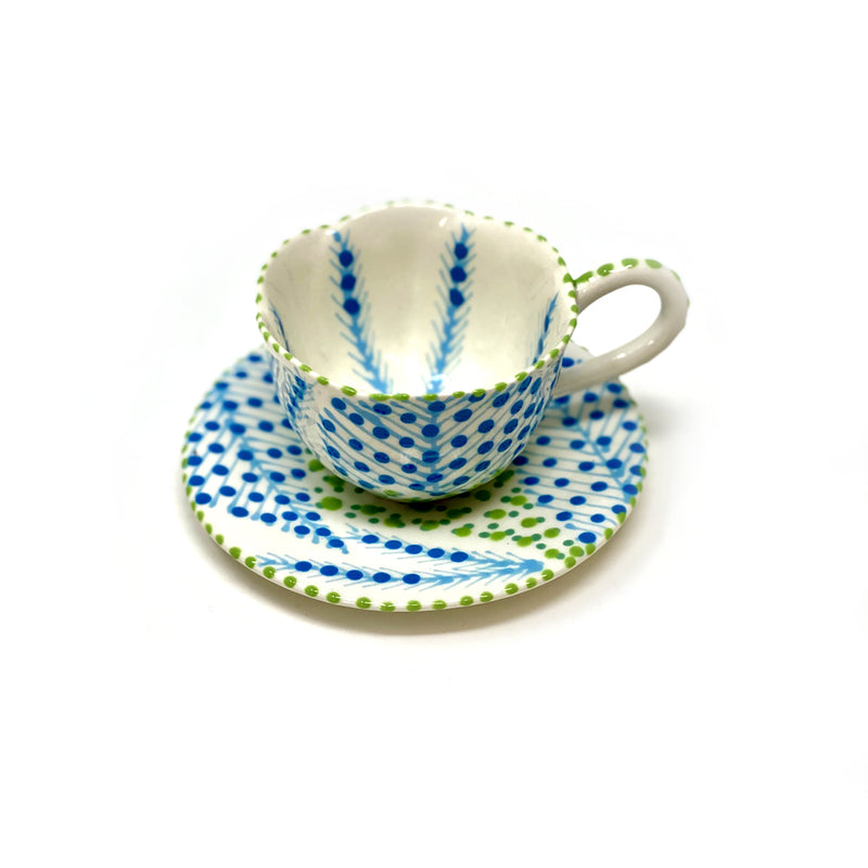 Twilly Coffee Cup - Turquoise, Blue and Green Pattern