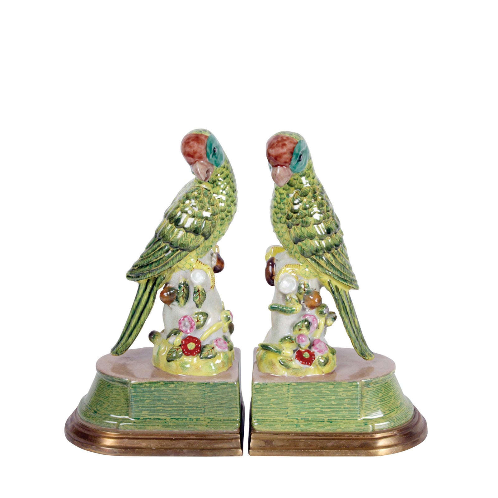 Green Parrot Book Ends