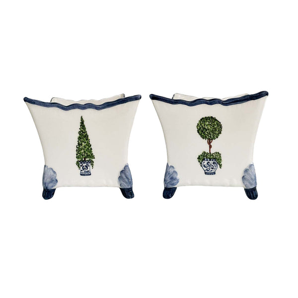 Topiary Blue Cachepot Set of 2