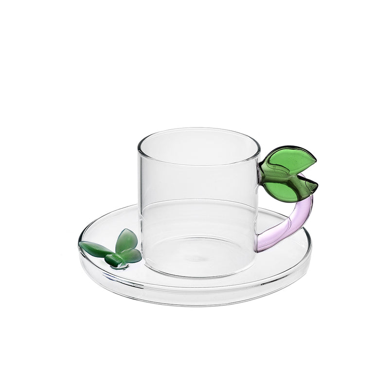 Glass Coffee Cup with Saucer No.3