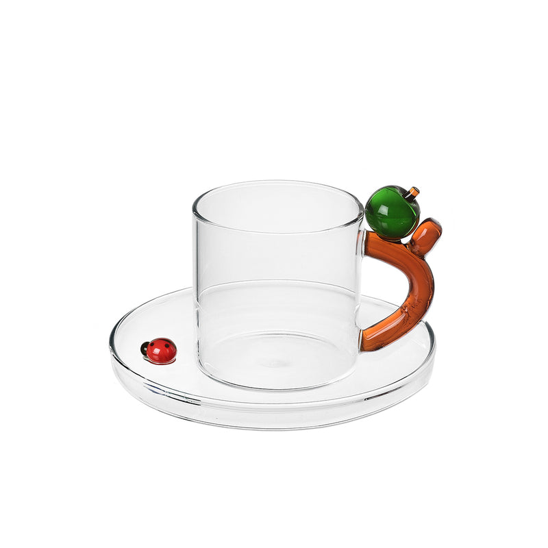 Glass Coffee Cup with Saucer No.4