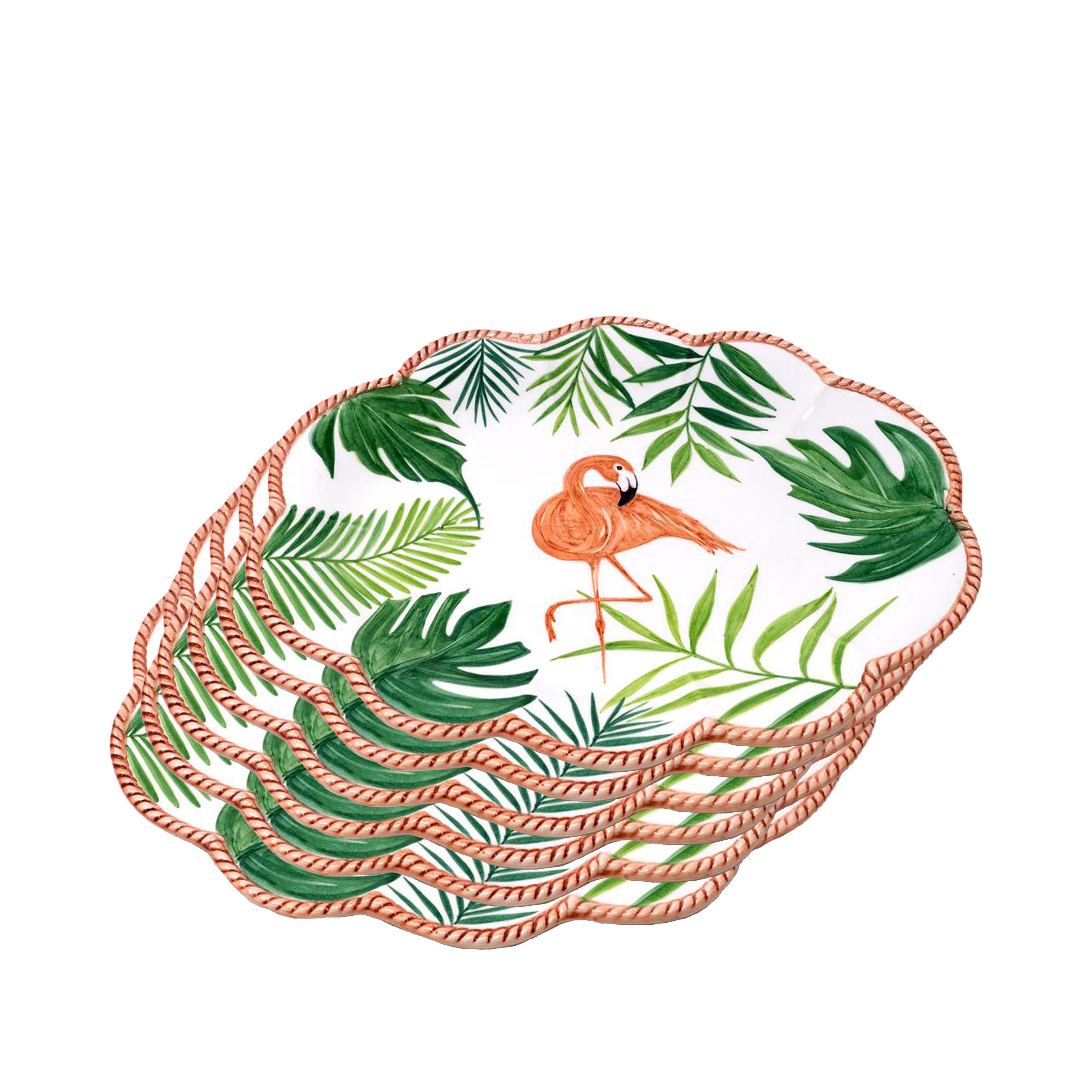 Flamingo Set-Of-Six Dessert Plates