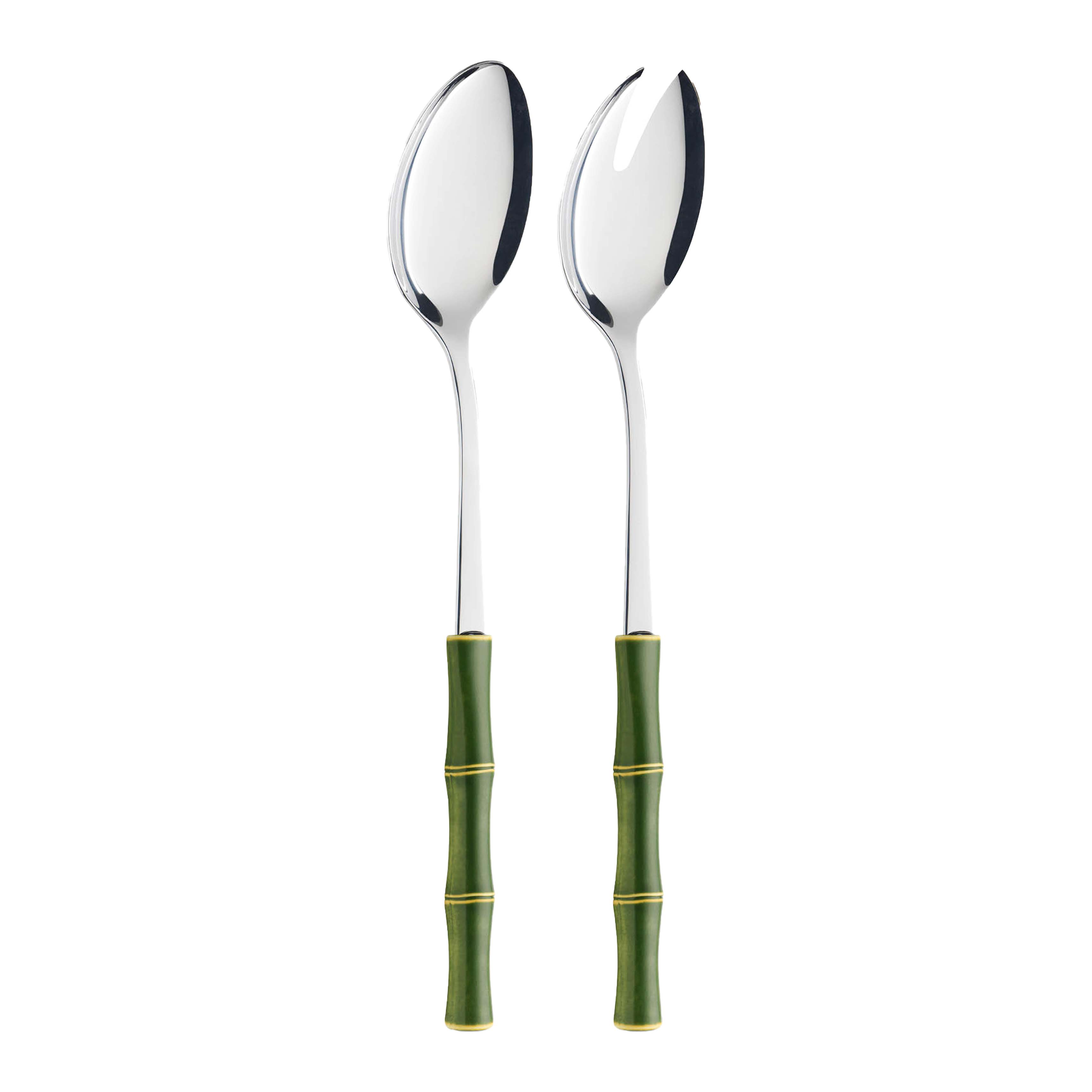 Green Bamboo Salad Servers