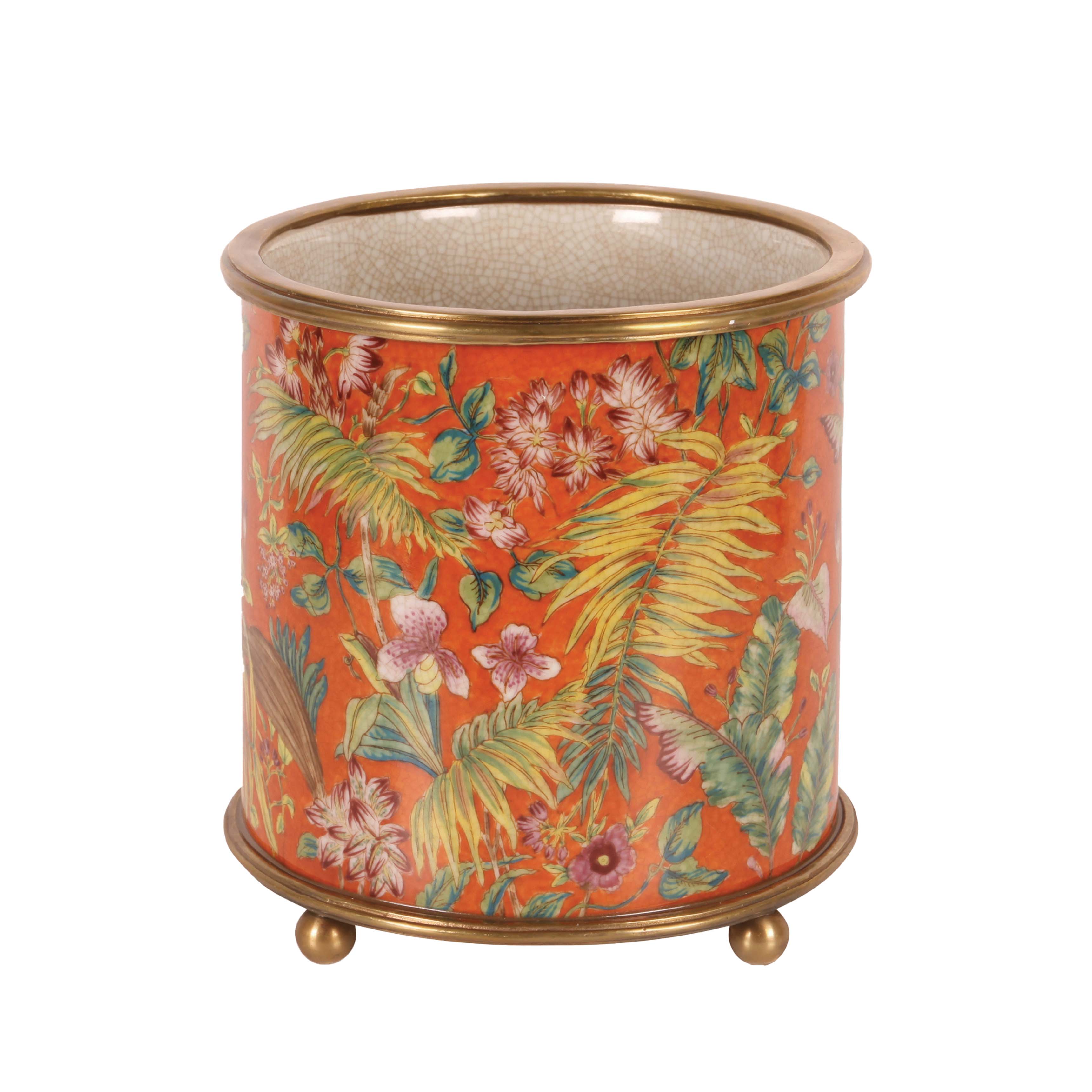 Orange Floral Planter