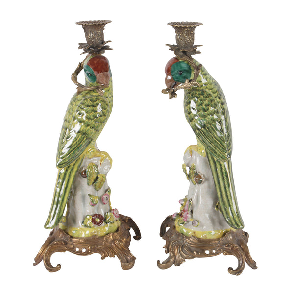 2 Parrots Candle Holders