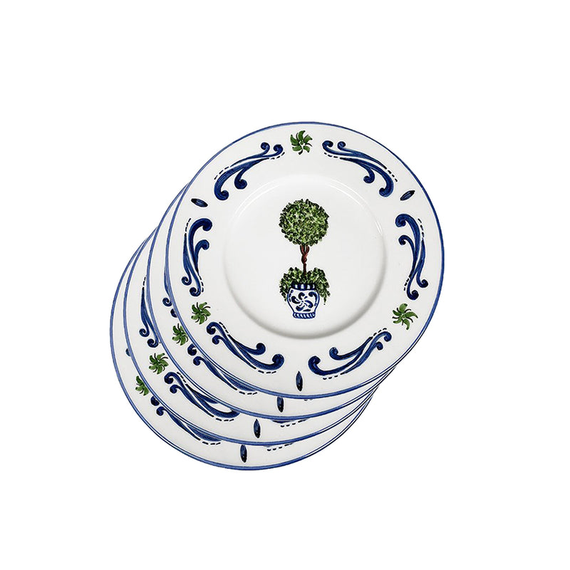 Topiary Blue Bread Plate Set of 4