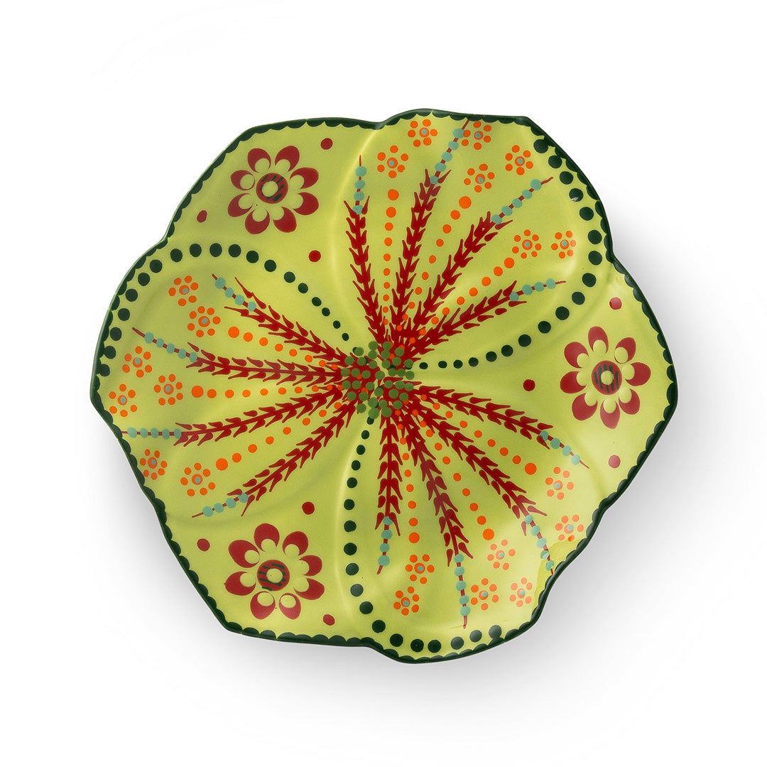 Twilly Festive Dessert Plate - Green Pattern